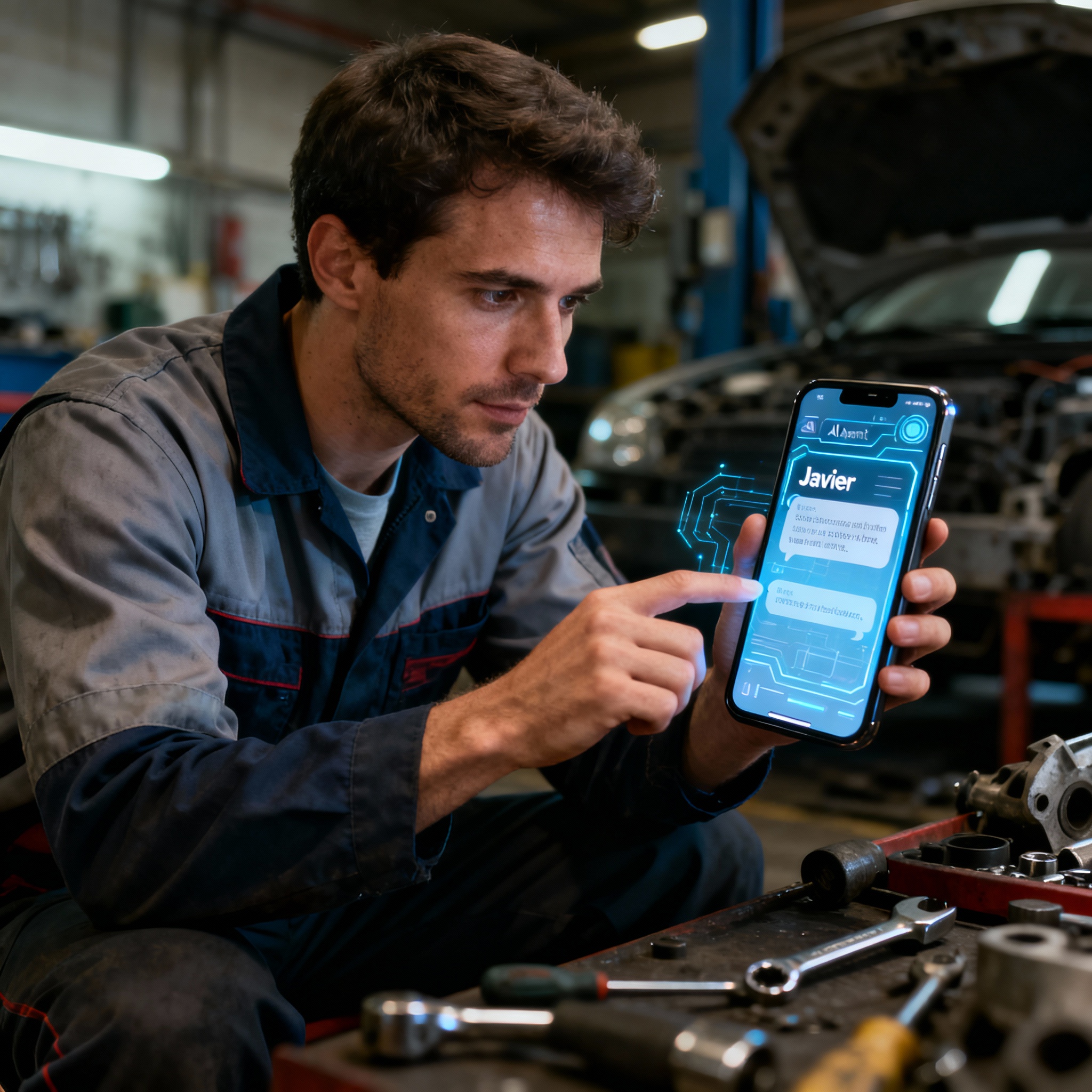 Javier - Mecánico usando la app de Autolink